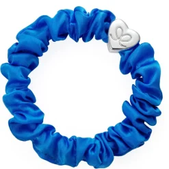 Silver Heart Silk Scrunchie